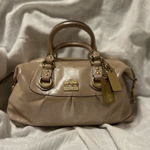 Coach metallic champagne leather purse handbag